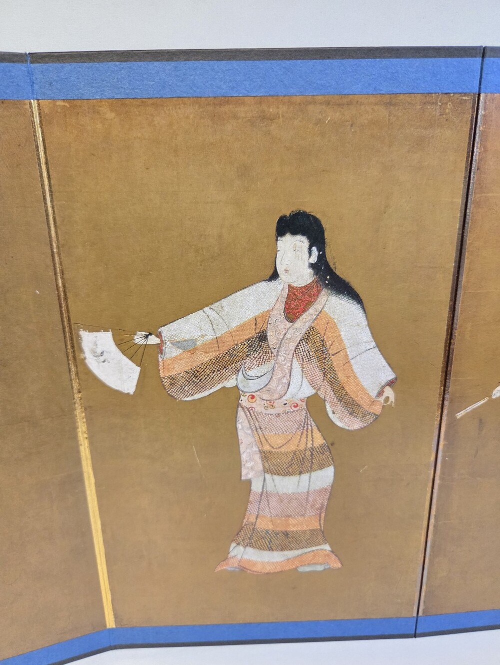 Vintage Miniature Japanese Byobu 6-Panel Folding Screen - Dancers - Picture 5 of 13